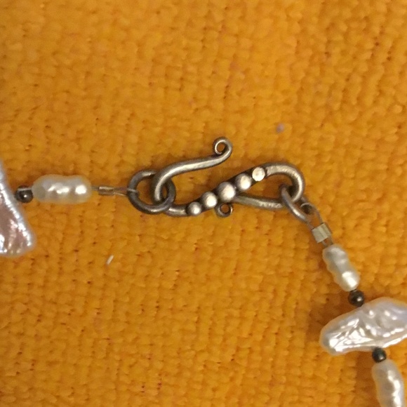 Biwa Pearl Necklace with Silver Hook Clasp~Vintage - Picture 3 of 6